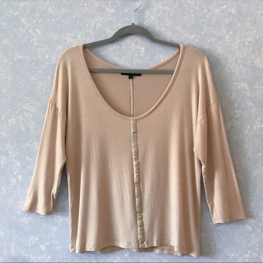 Nude Top w/ Metallic Gold Strip